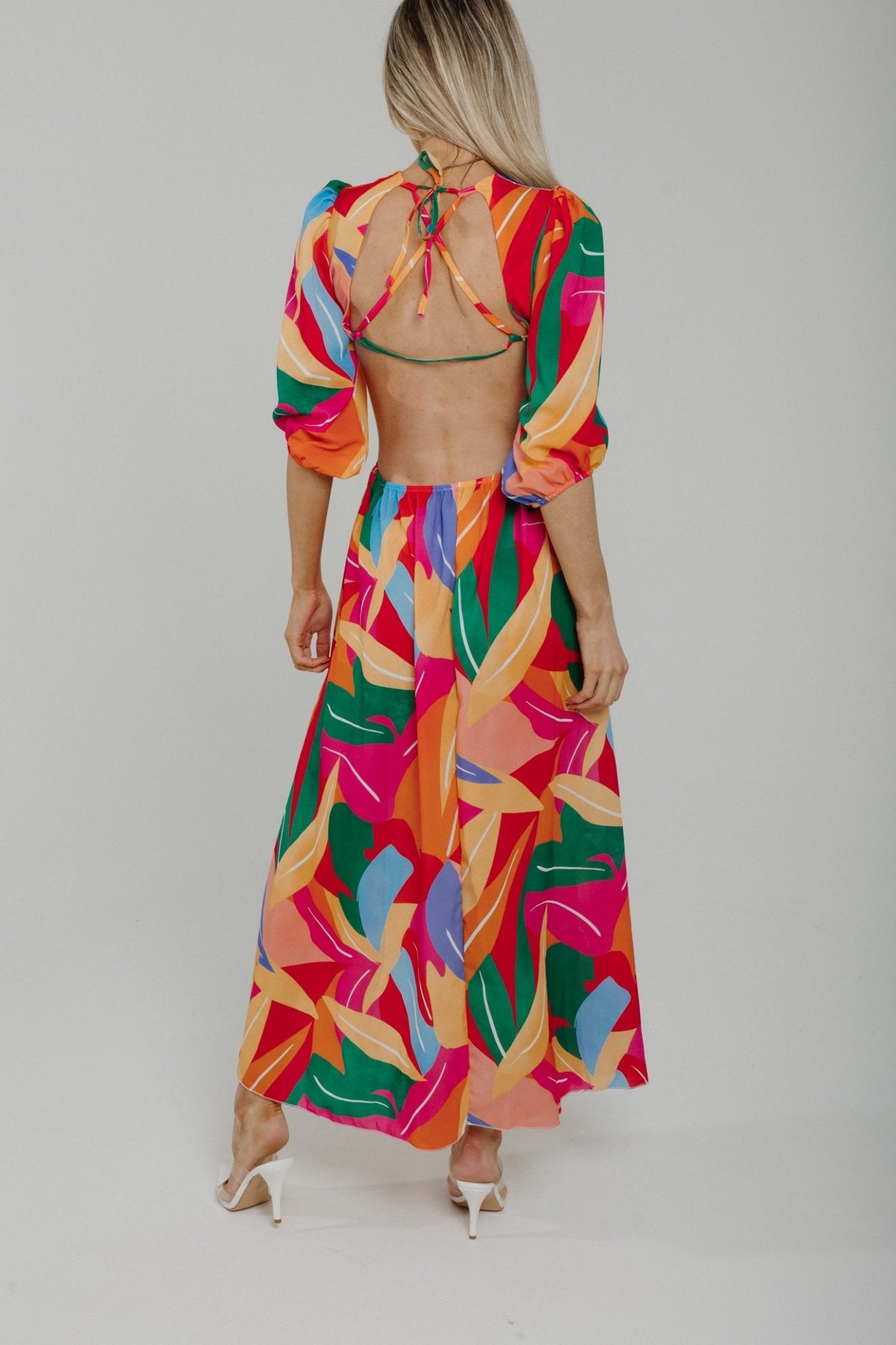 Caitlyn Side Cut Out Midi Dress In Multi - The Walk in Wardrobe