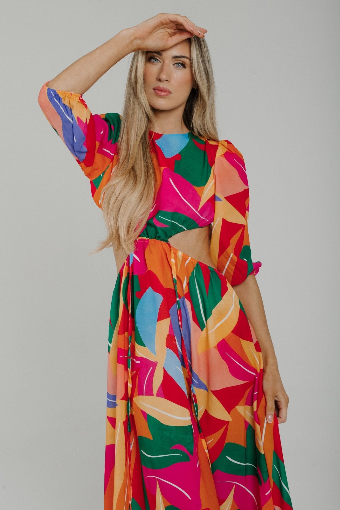 Caitlyn Side Cut Out Midi Dress In Multi - The Walk in Wardrobe