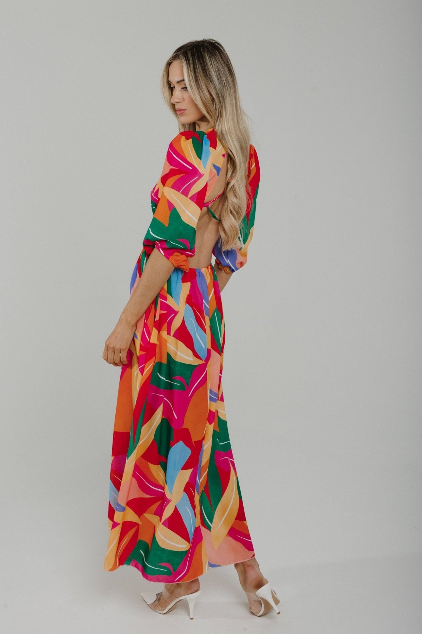 Caitlyn Side Cut Out Midi Dress In Multi - The Walk in Wardrobe