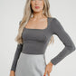 Caitlyn Square Neck Bodysuit In Grey - The Walk in Wardrobe