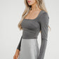 Caitlyn Square Neck Bodysuit In Grey - The Walk in Wardrobe