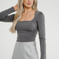 Caitlyn Square Neck Bodysuit In Grey - The Walk in Wardrobe