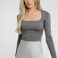 Caitlyn Square Neck Bodysuit In Grey - The Walk in Wardrobe