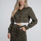 Cathy Cropped Jacket In Khaki - The Walk in Wardrobe