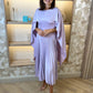 Celine Cape Detail Pleated Dress In Lilac - The Walk in Wardrobe