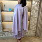 Celine Cape Detail Pleated Dress In Lilac - The Walk in Wardrobe