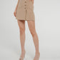 Cindy Gold Button Skirt In Neutral - The Walk in Wardrobe