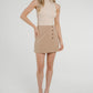 Cindy Gold Button Skirt In Neutral - The Walk in Wardrobe