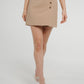 Cindy Gold Button Skirt In Neutral - The Walk in Wardrobe