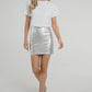 Cindy Metallic Skirt In Silver - The Walk in Wardrobe