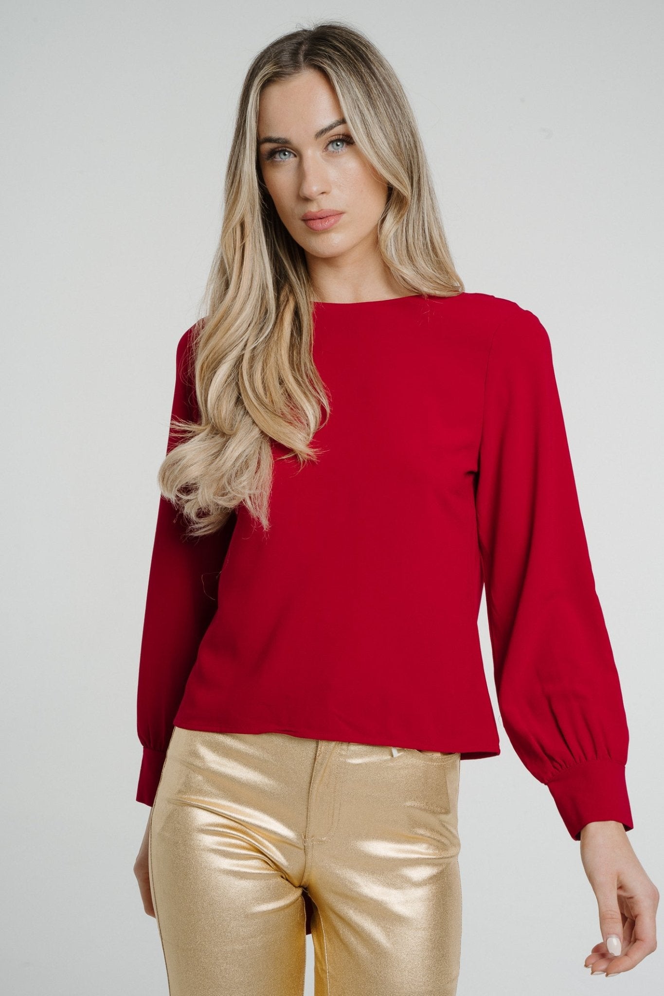 Daisy Tie Detail Blouse In Red - The Walk in Wardrobe