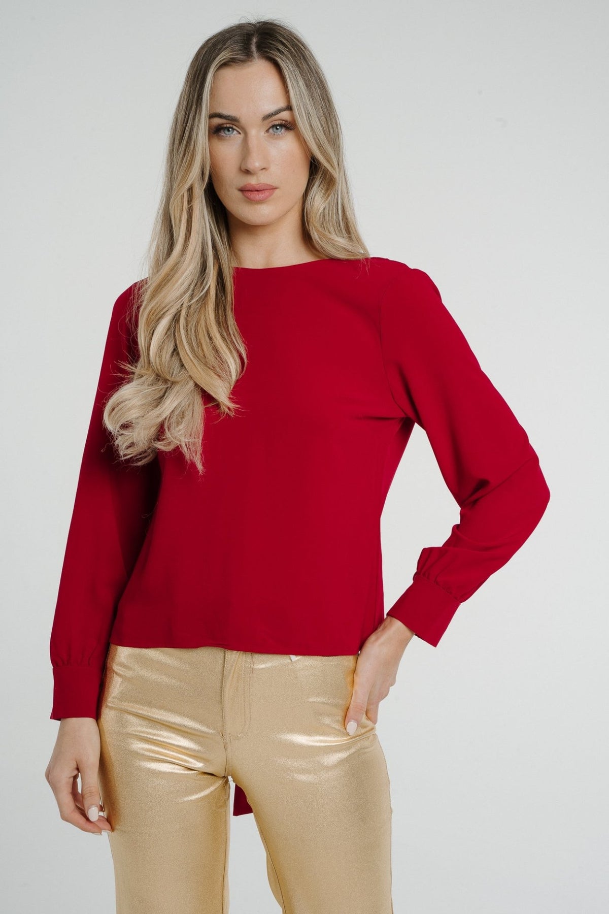 Daisy Tie Detail Blouse In Red - The Walk in Wardrobe
