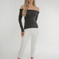 Elsa Bardot Top In Grey - The Walk in Wardrobe