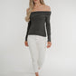 Elsa Bardot Top In Grey - The Walk in Wardrobe