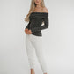 Elsa Bardot Top In Grey - The Walk in Wardrobe