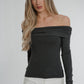 Elsa Bardot Top In Grey - The Walk in Wardrobe