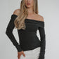 Elsa Bardot Top In Grey - The Walk in Wardrobe