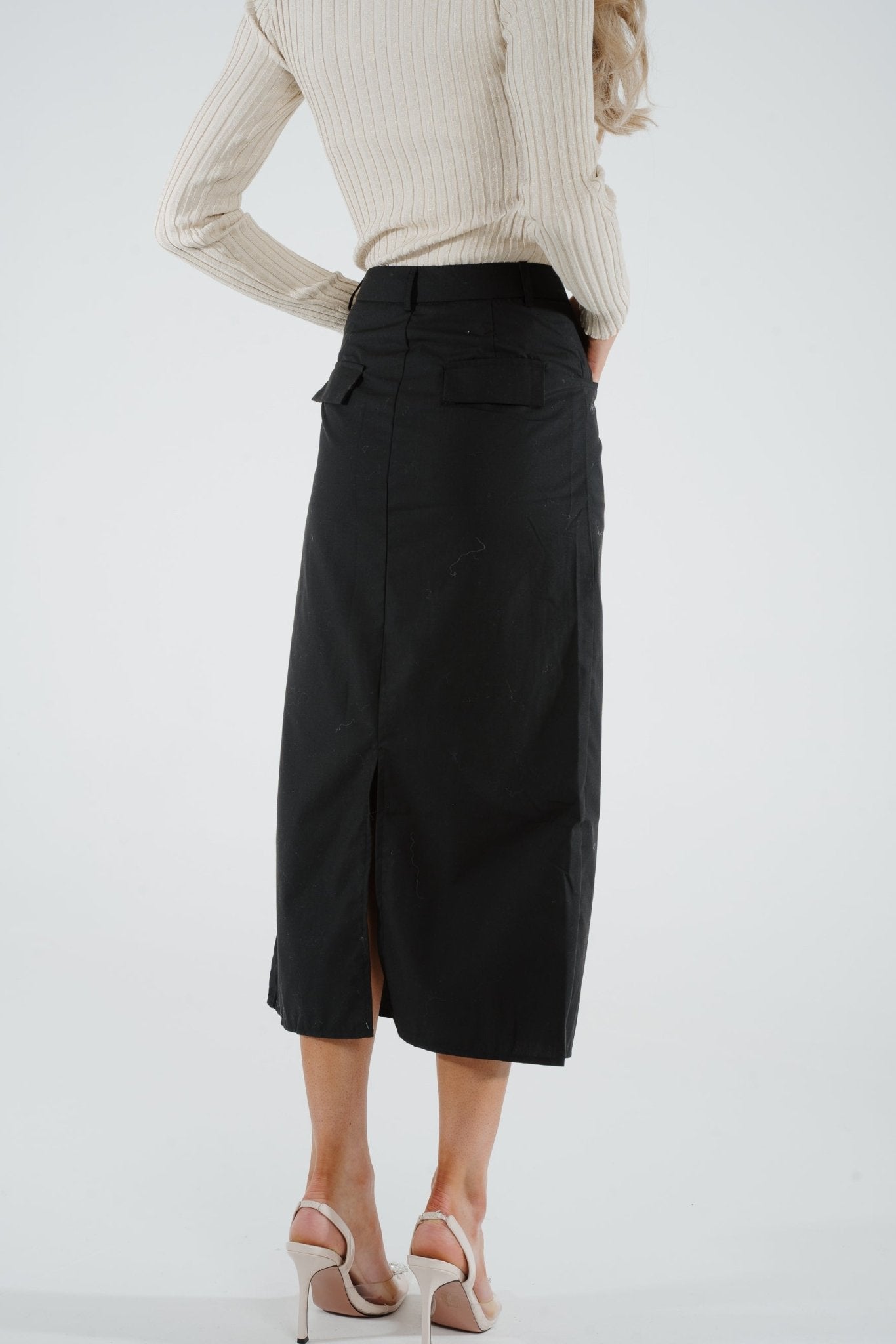 Elsa Midi Skirt In Black - The Walk in Wardrobe