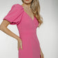 Eva Puff Sleeve Dress In Pink - The Walk in Wardrobe