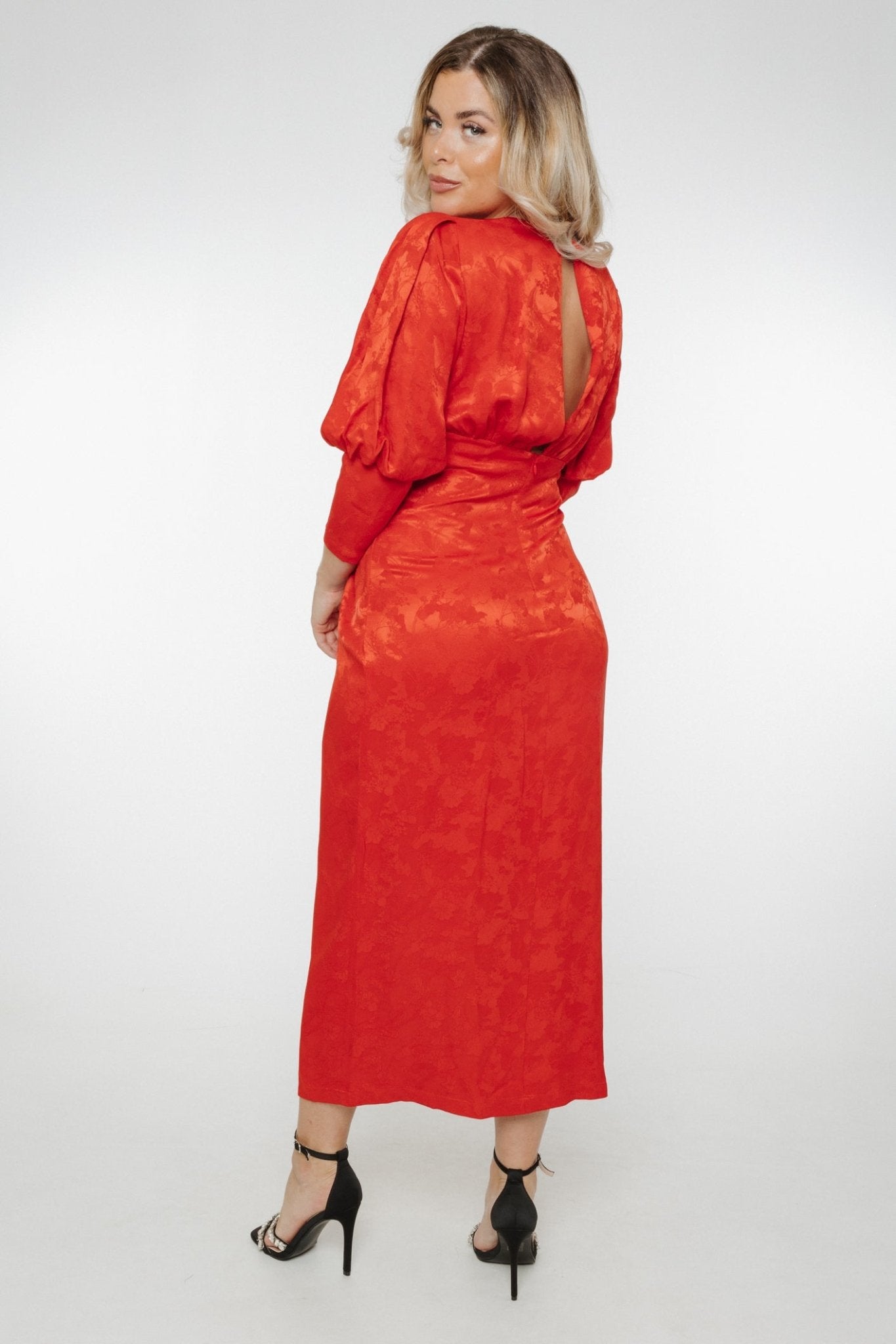 Eva Puff Sleeve Dress In Red - The Walk in Wardrobe