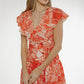 Eva Wrap Style Dress In Orange Mix - The Walk in Wardrobe