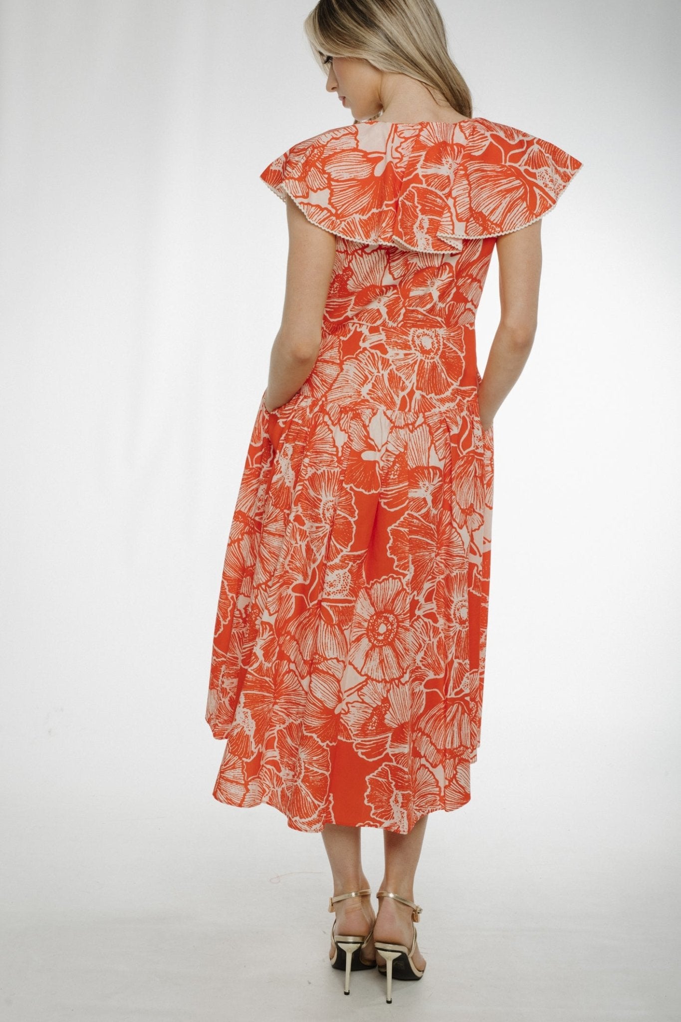 Eva Wrap Style Dress In Orange Mix - The Walk in Wardrobe