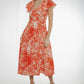 Eva Wrap Style Dress In Orange Mix - The Walk in Wardrobe