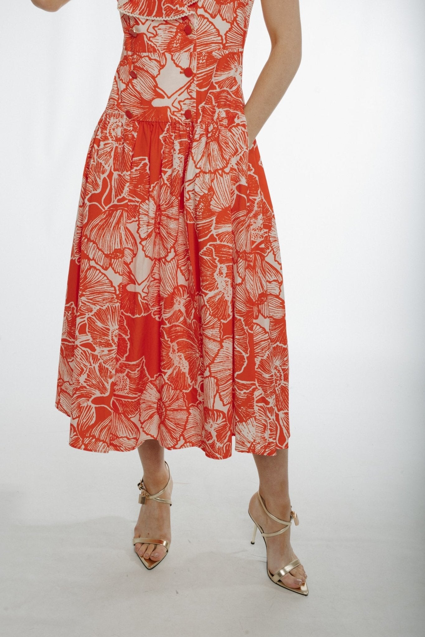 Eva Wrap Style Dress In Orange Mix - The Walk in Wardrobe