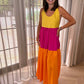 Fiona Colour Block Maxi Dress In Multi - The Walk in Wardrobe