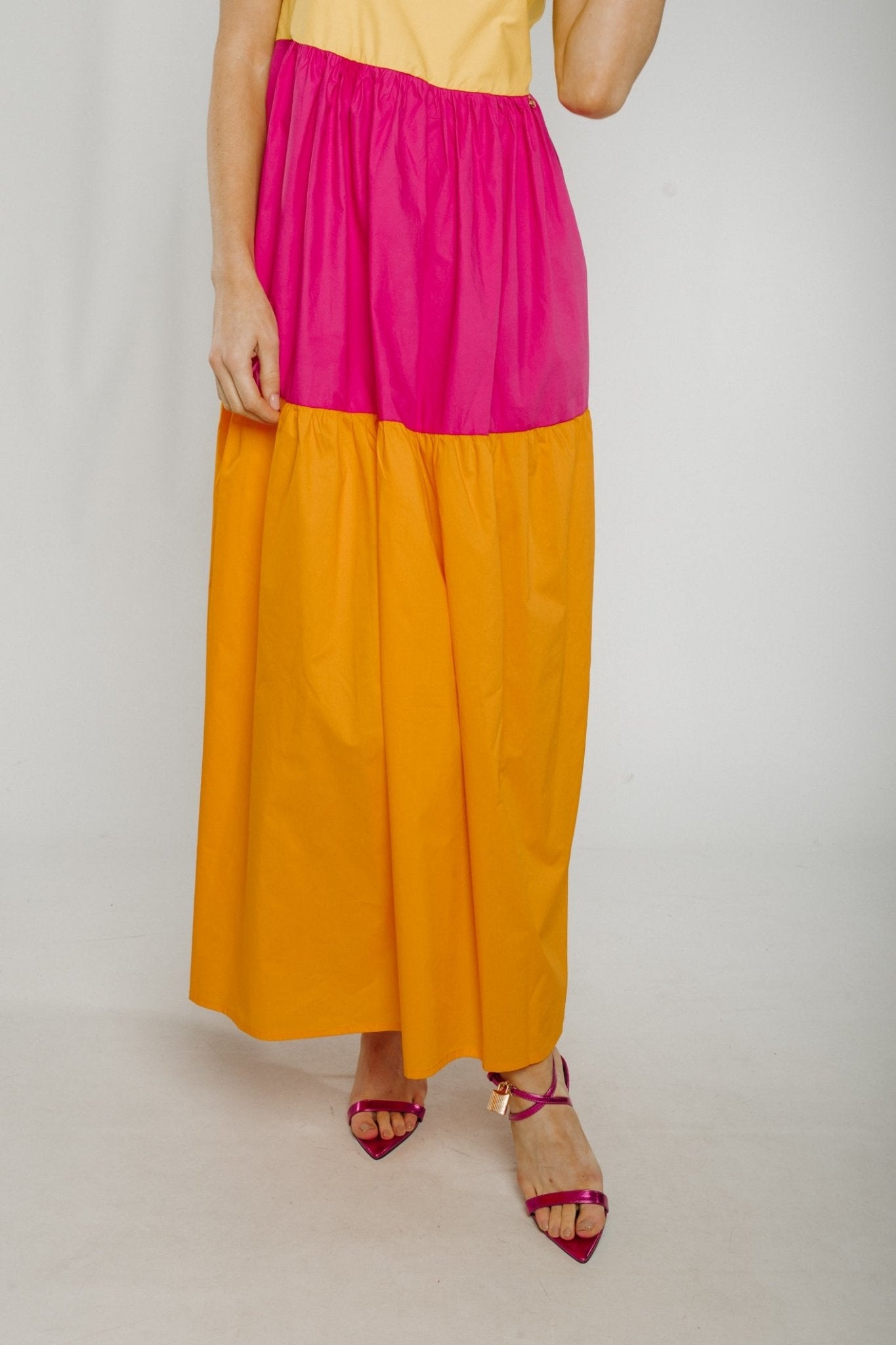 Fiona Colour Block Maxi Dress In Multi - The Walk in Wardrobe