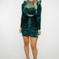 Florence Velvet Ruched Dress In Green - The Walk in Wardrobe