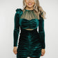 Florence Velvet Ruched Dress In Green - The Walk in Wardrobe