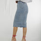 Flynn Denim Midi Skirt In Light Wash - The Walk in Wardrobe