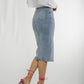 Flynn Denim Midi Skirt In Light Wash - The Walk in Wardrobe