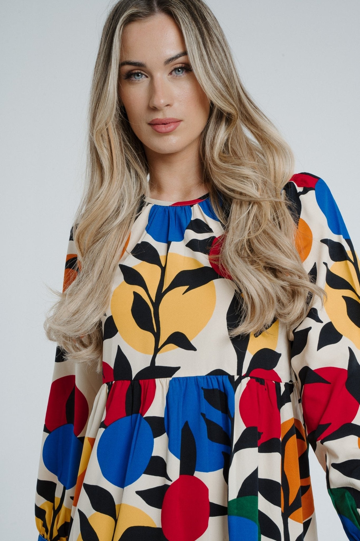 Frankie Printed Peplum Dress In Multi - The Walk in Wardrobe