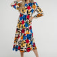 Frankie Printed Peplum Dress In Multi - The Walk in Wardrobe