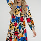 Frankie Printed Peplum Dress In Multi - The Walk in Wardrobe