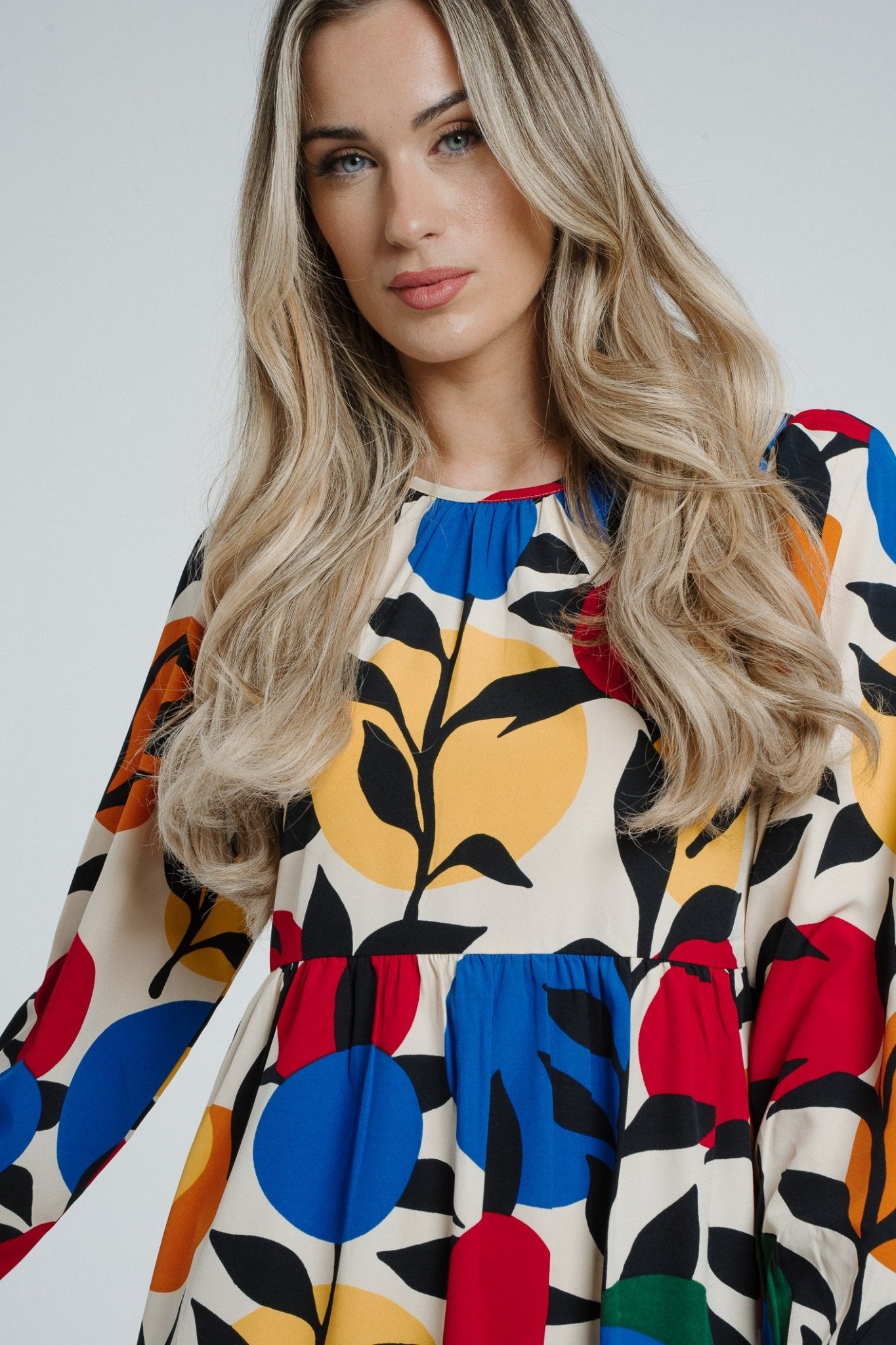 Frankie Printed Peplum Dress In Multi - The Walk in Wardrobe