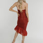 Holly Bandeau Ruffle Dress In Rust - The Walk in Wardrobe