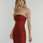 Holly Bandeau Ruffle Dress In Rust - The Walk in Wardrobe