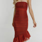 Holly Bandeau Ruffle Dress In Rust - The Walk in Wardrobe