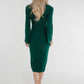 Holly Button Detail Knit Midi Dress In Green - The Walk in Wardrobe