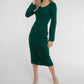 Holly Button Detail Knit Midi Dress In Green - The Walk in Wardrobe
