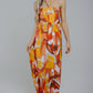 Holly Halter Neck Midi Dress In Orange Mix - The Walk in Wardrobe