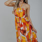 Holly Halter Neck Midi Dress In Orange Mix - The Walk in Wardrobe