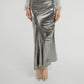 Holly Longline Satin Skirt In Silver - The Walk in Wardrobe