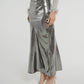 Holly Longline Satin Skirt In Silver - The Walk in Wardrobe