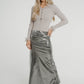 Holly Longline Satin Skirt In Silver - The Walk in Wardrobe