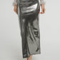 Holly Longline Satin Skirt In Silver - The Walk in Wardrobe