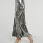 Holly Longline Satin Skirt In Silver - The Walk in Wardrobe